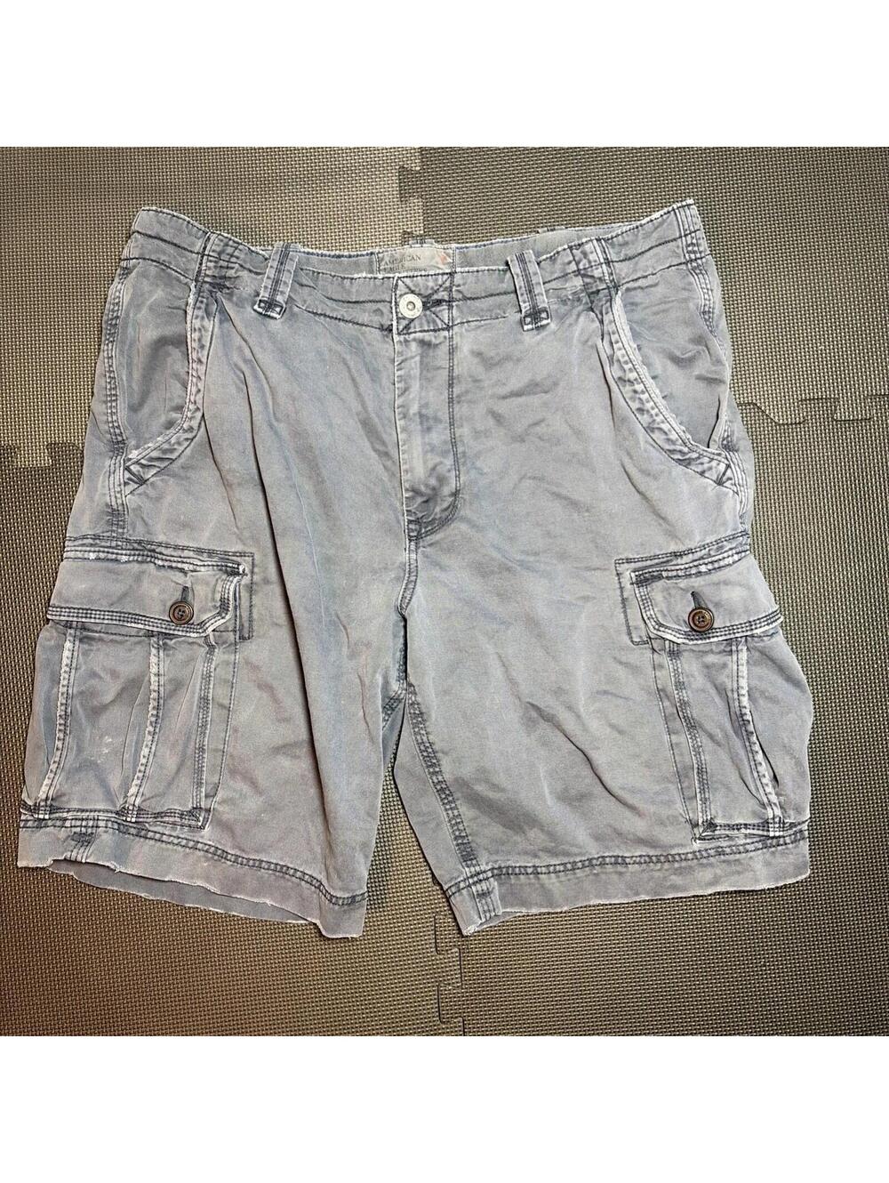 American Eagle Outfitters Cargo Shorts Mens Size 38 Blue Khaki Cotton Utility